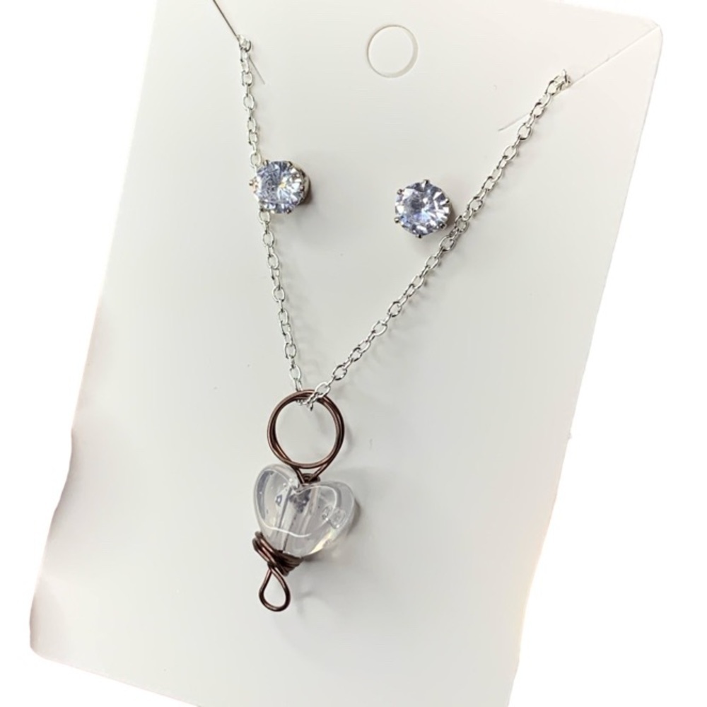 Clear heart jewelry set
